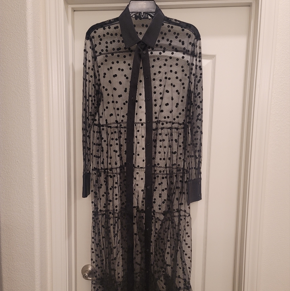 ZARA POLKA DOTS LONG BLOUSE CARDIGAN!